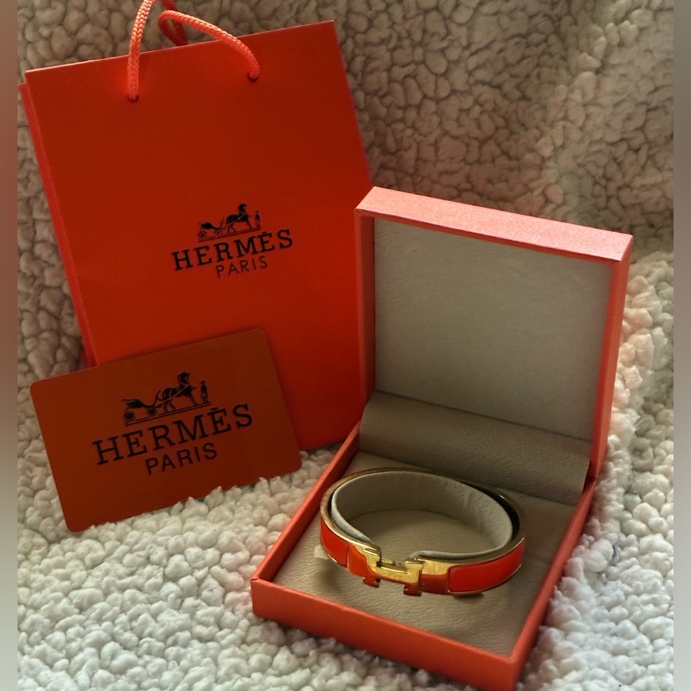 Hermes Orange and Gold Bracelet